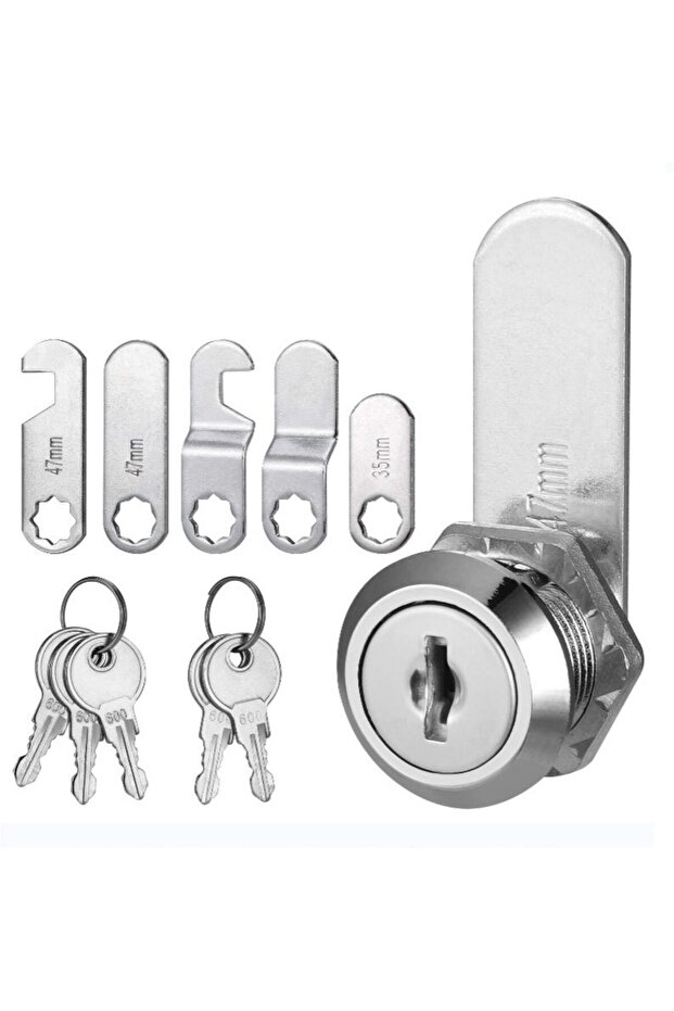 10-piece mailbox lock set with key – cylindrical locks for drawers, cabinets, and lockers – includes 5 different mounting plates
