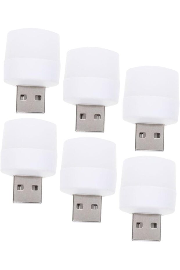 6 LED Night Light USB Portable Warm Light Bulb - White