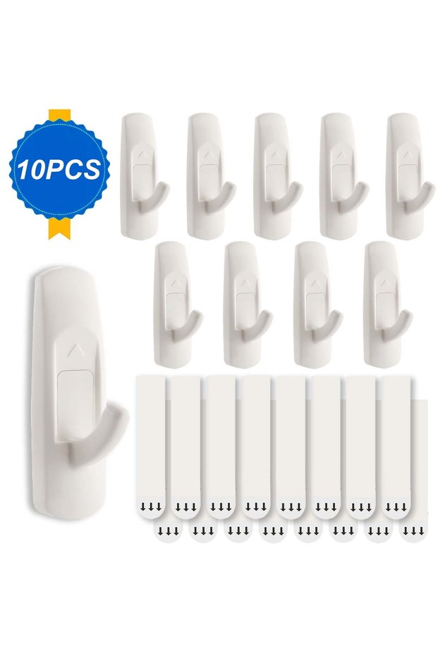 10-piece large wall hook set with 16 adhesive tapes, undamaged wall hangers for bathroom towels, keys, and padlocks
