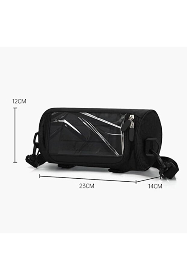 Waterproof Bicycle Handlebar Bag Front Pocket Storage Space Large Capacity Bike Bag Transparent Divider Velcro Closure Road MTB Black