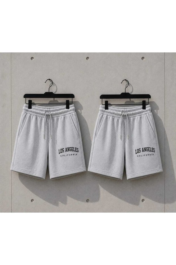 Sport Shorts 2-Pack Thin Summer Sweat-Absorbing Los Angeles California Printed Women's / Men's Unisex Model