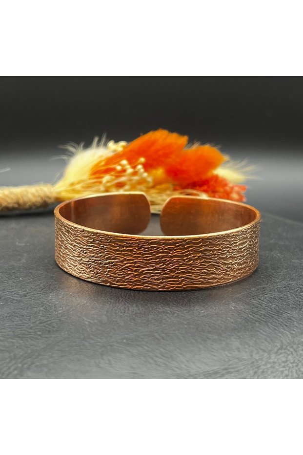 Water Wave Patterned Adjustable Healing Copper Bracelet