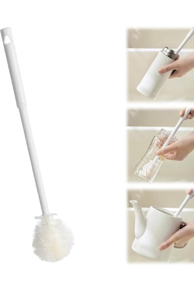 Suitable for Silicone Cup Brush Soft Bristles Flexible 360 Long Handle Water Bottle Cleaner with Lid