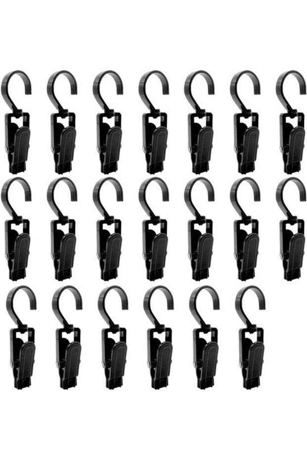 20 anti-slip wearable clips - 360° rotating clips - suitable for travel hats, scarves, socks, etc. (black)