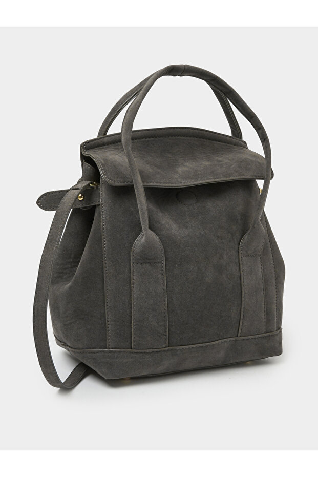 Grey Microsuede Handbag