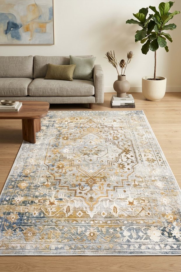 Machine Washable Non-Slip Base Stain-Resistant Digital Living Room Kitchen Balcony Carpet and Floor Mat