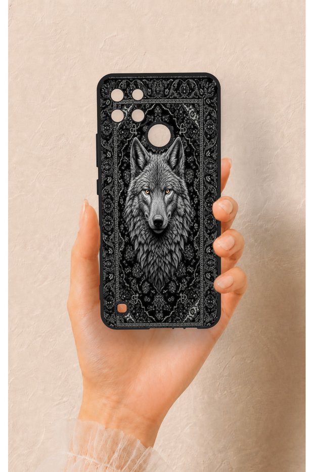 Realme C21Y Compatible Ethnic Wolf Pattern Silicone Case
