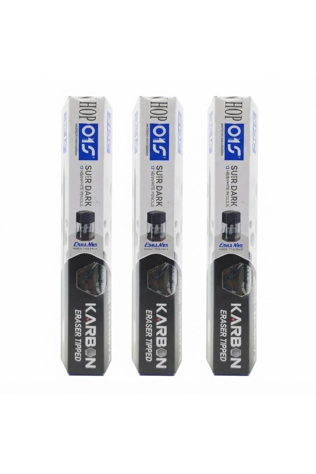 Karbon Super Dark HB/2 Graphite Pencils with Eraser Tip — Pack of 3 (36 Pencils)