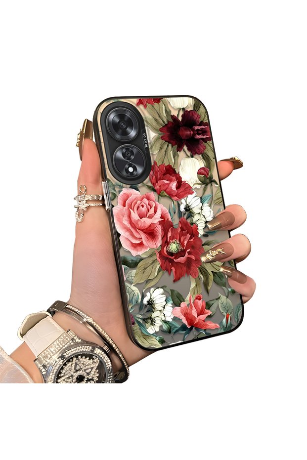Oppo A60 Compatible Hard Acrylic Back Silicone Edge Lens Protection Case
