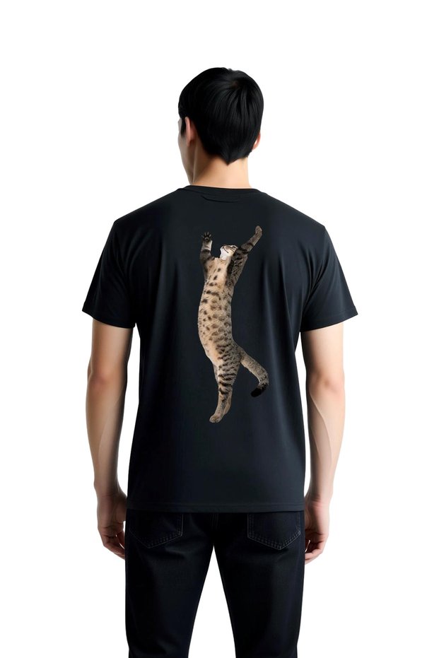 Men's Yoga Cat Printed Relaxed Fit Short Sleeve T-Shirt %100 Cotton Daily Comfortable Modern Stylish Elegant