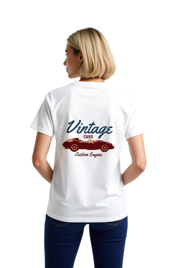 Vintage Cars Custom Engine Printed Women's T-Shirt