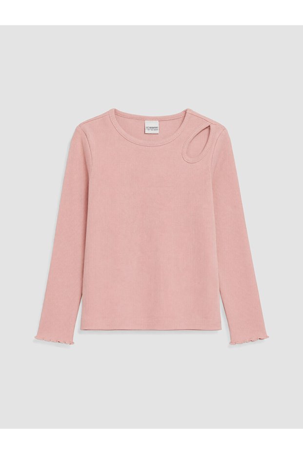 Crew neck t-shirt with window detail for girls