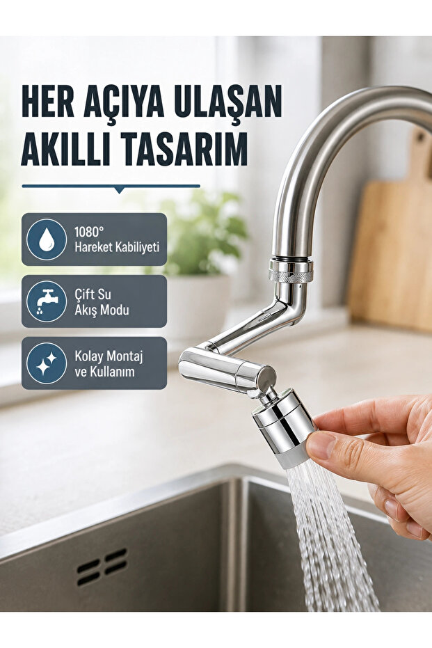2 Mode 1080 ° Rotatable Faucet Head Flexible 3-Joint Movable Design