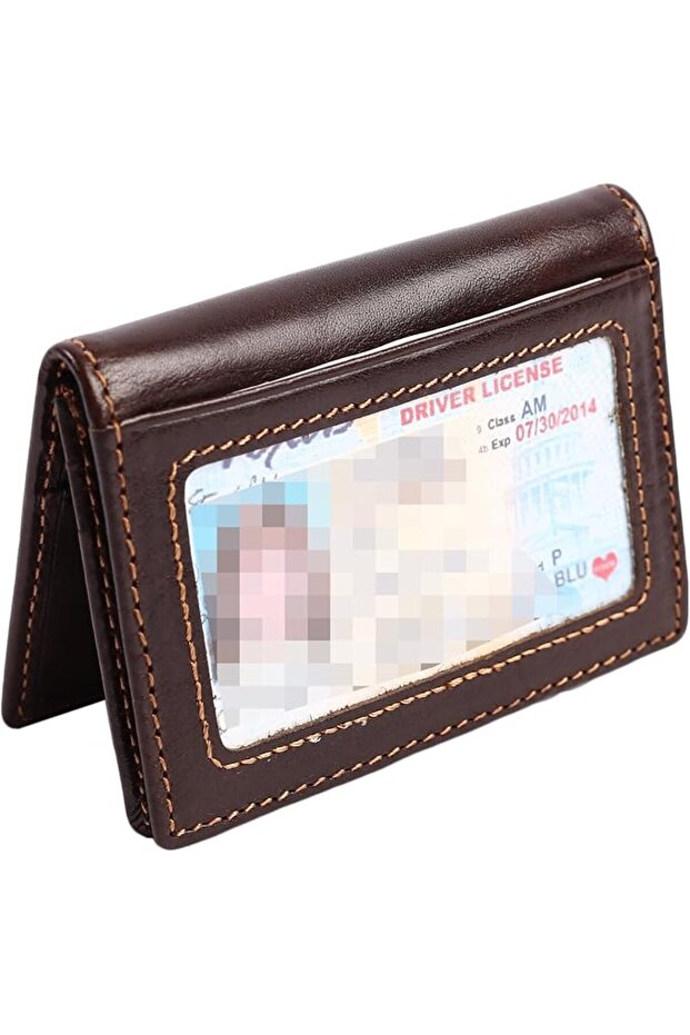 محفظة رجالية نحيفة RFID للجيب الأمامي من الجلد الطبيعي ثنائية الطي لحمل الهوية/البطاقات