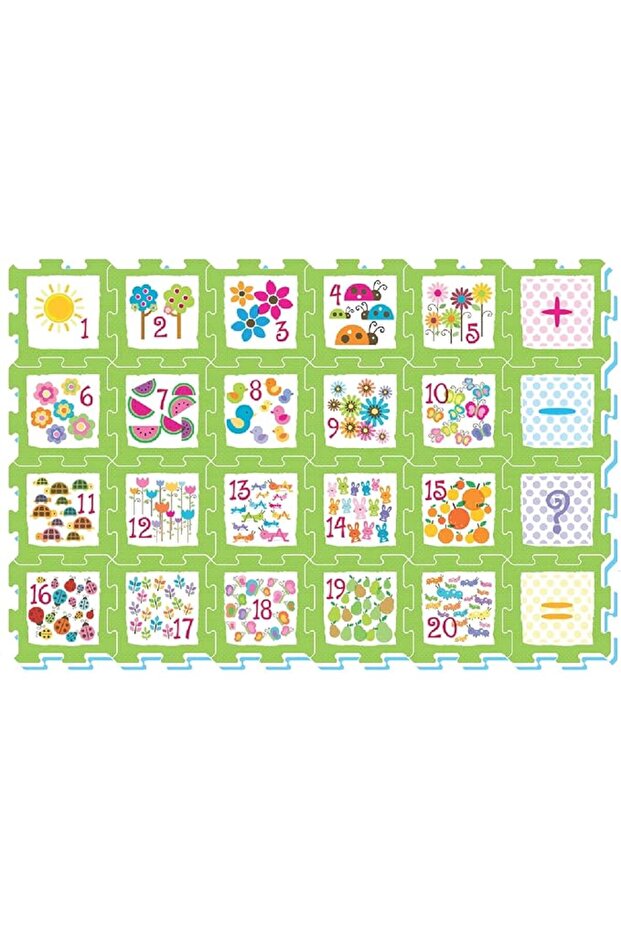 Sunta Numbers and Objects Puzzle Mat 24-Pieces, Multicolor