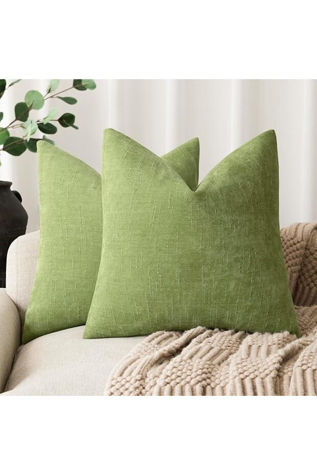 Pack of 2 Soft Textured Throw Decorative Pillow Covers Square Accent Solid Cushion Cover