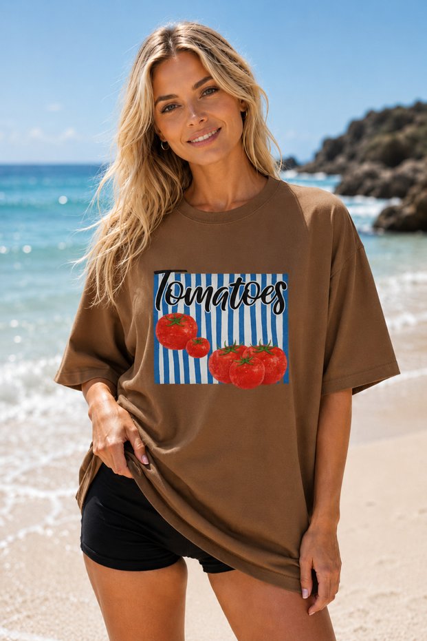 Premium Tomatoes Printed Unisex Oversize Women's T-Shirt Men's T-Shirt Cotton Oversize T-Shirt