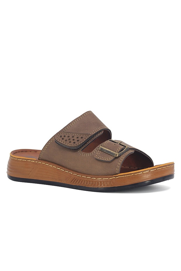 Men's Orthopedic Sole Leather Summer Slippers/ Comfortable Sole