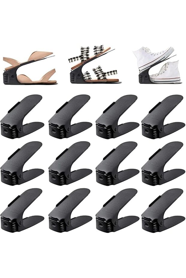 Shoe Slots Organizer, Adjustable Shoe Stacker Storage Space Saver, Double Deck Shoe Rack Holder for