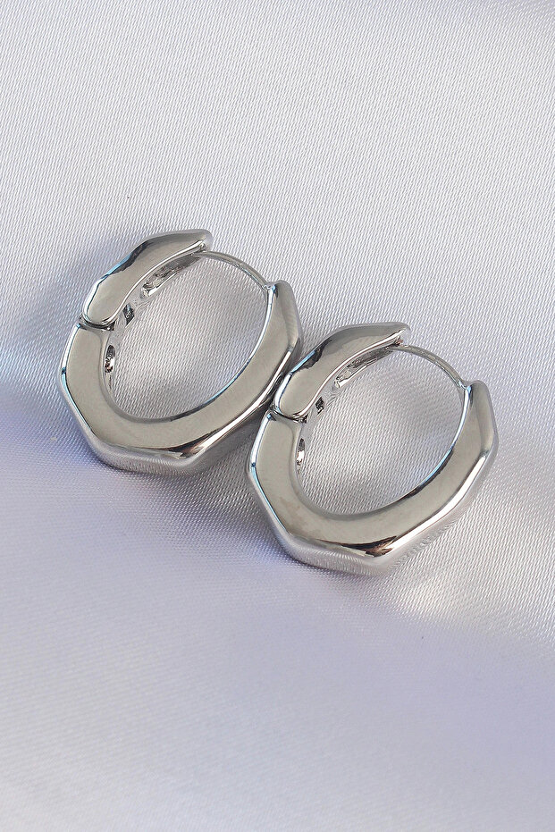 Brass Silver Color Thick Bone Model Earrings