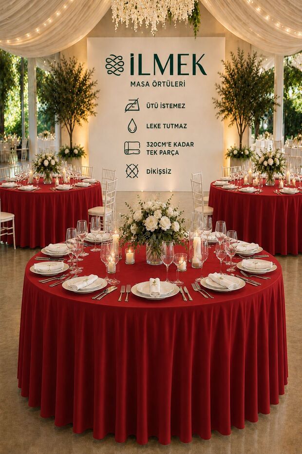Stress-Free Round Tablecloth 280-300-320 cm Wide Seamless Wedding Event Organization Hotel Restaurant