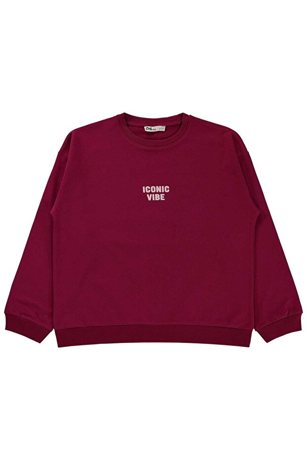 Basic Sweatshirt for Ages 6-9 - Burgundy