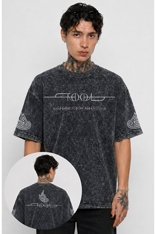 Unisex Oversize Fear Inoculum Back and Sleeve Printed Washable Rock Band T-Shirt