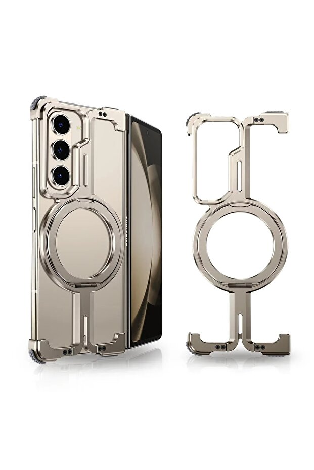 Titanium Eary for Z Fold 6 Bumper Case 360°Rotatable Magnetic Ring Stand Shell Shockproof A...