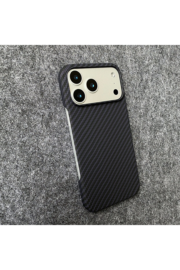 iPhone17 Pro Max Black SlimFrameless Carbon Fiber Hard Phone Case for IPhone Air 17 16 15 14 Plus 1