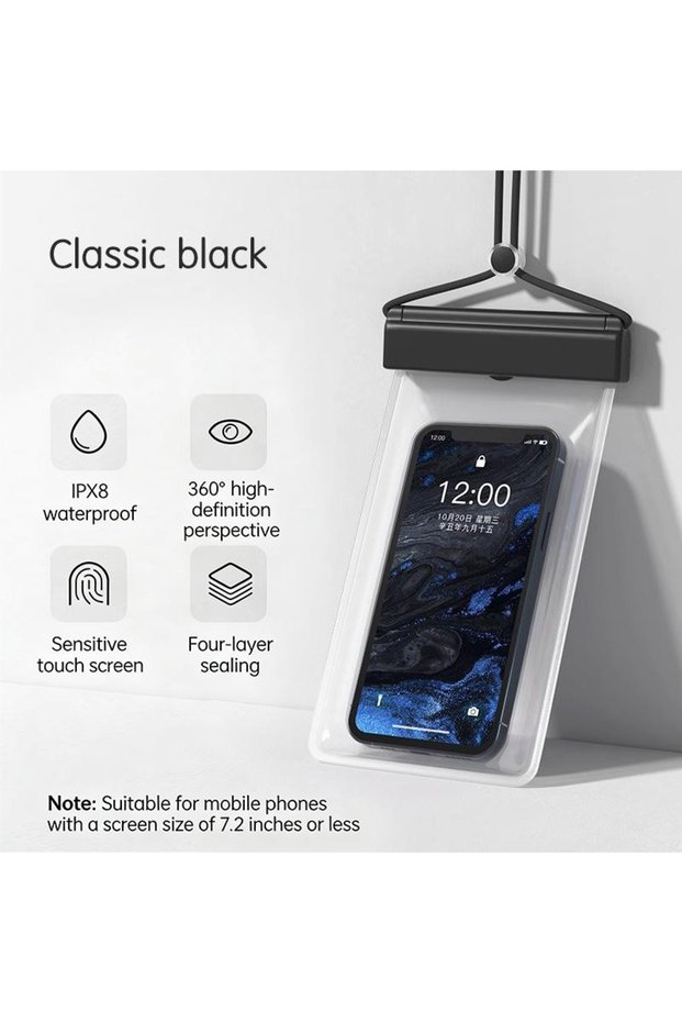 Black [TG823]Universal Transparent Waterproof Touchscreen Phone Pouch Outdoor Diving And Swimming Cr