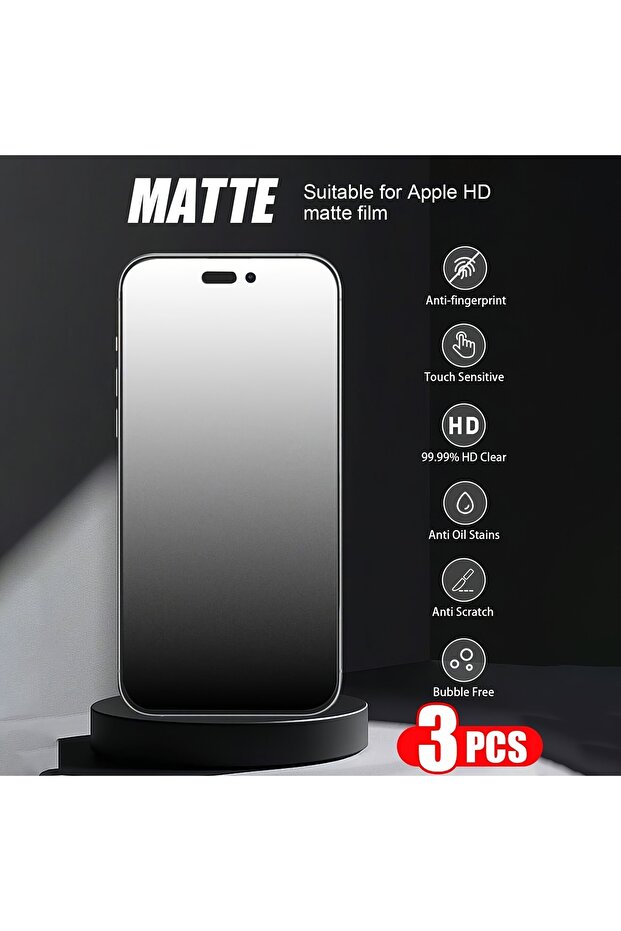3 Pieces IPhone 15 Pro Max 3Pack Matte Tempered Glass Screen Protector for iPhone 16 15 14 13 12 11