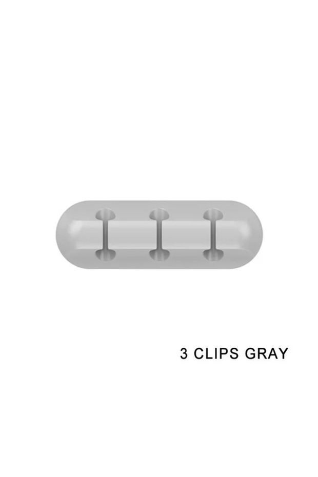 3 Clips Grey Silicone USB Cable Clip Winder Organizer Round Charger Cord Clips Desk Tidy Management