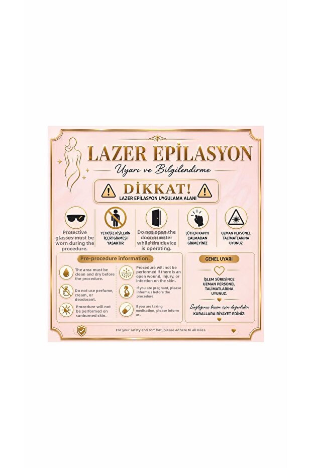 Laser Hair Removal Warning and Information Sign Glasses Mandatory No Unauthorized Entry 40X40Cm 3mm Forex