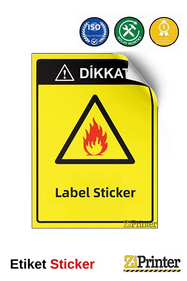 Attention! Flammable and Flammable Material! Isg Warning Sign Sticker 35X50 cm