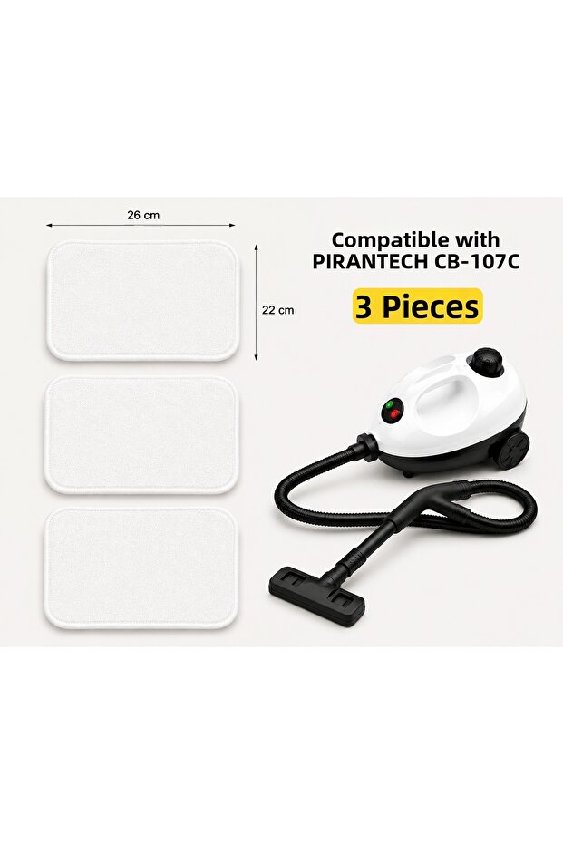 Pirantech Cb107C Compatible Microfiber Steam Cleaning Cloth Set of 3 26X22 cm