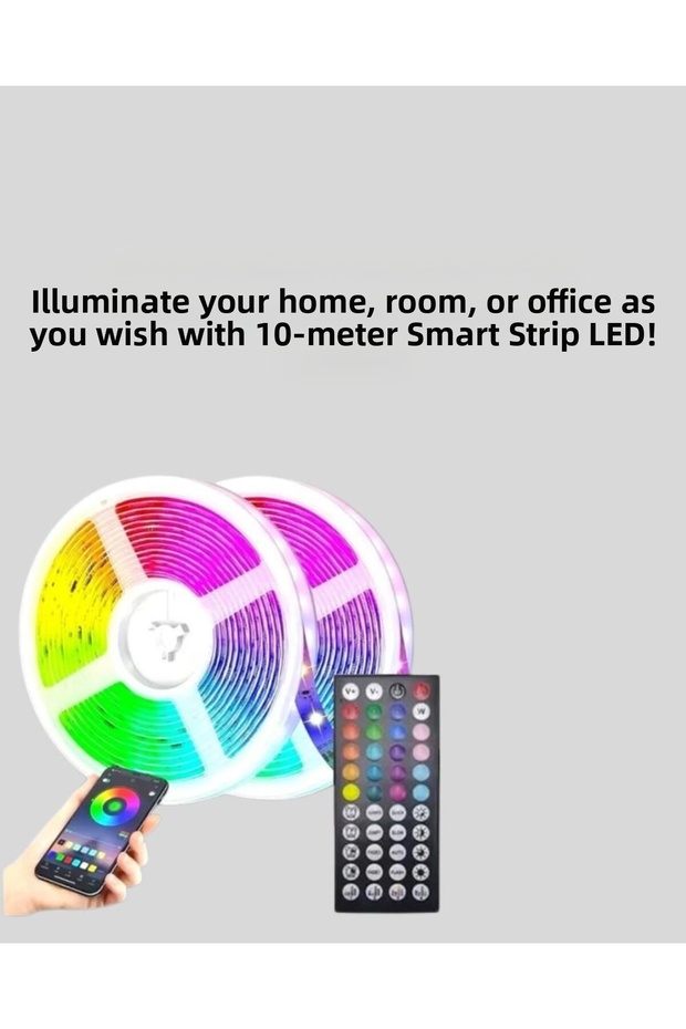 شريط LED ذكي 10M إضاءة RGB حساسة للصوت مع تحكم بلوتوث