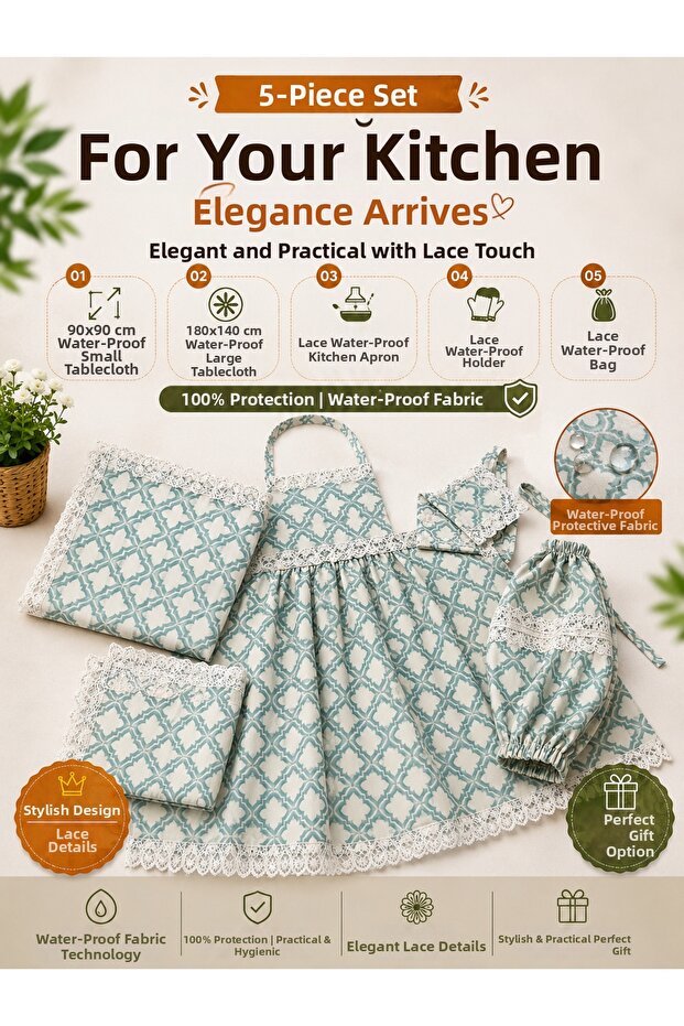 Duck Fabric Dowry Bag Waterproof Apron Tableware Set