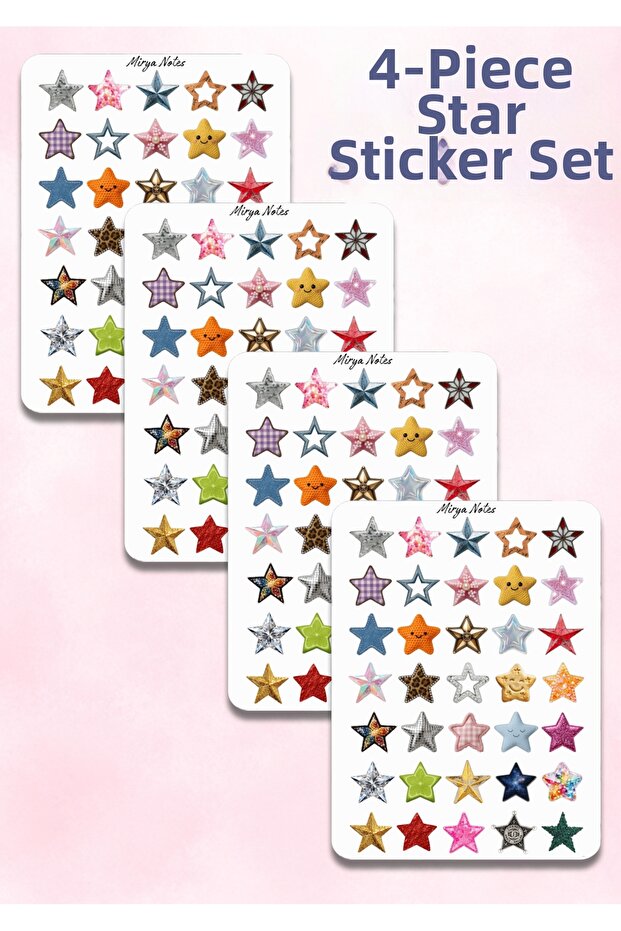 Set of 4 Star Themed Stickers - Sticker Set - Suitable for Bullet Journal, Agenda, Planner