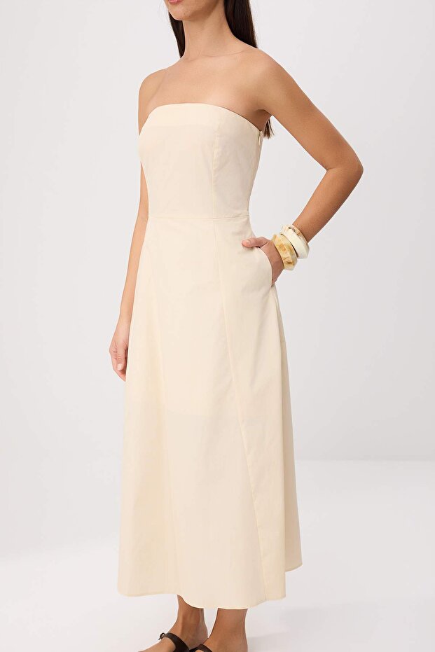 Taş Straplez Poplin Maxi Dokuma Elbise TWOSS26EL00422 - 3