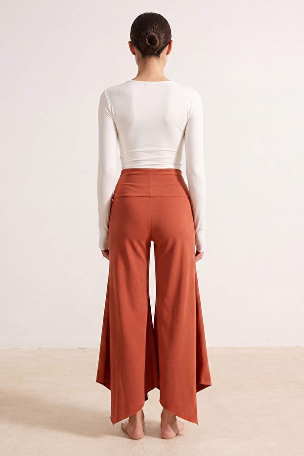 Kiremit Fırçalı Soft Kumaş Asimetrik Spor Yoga Pantolonu/ Eşofman Altı THMSS26EA00001 - 3