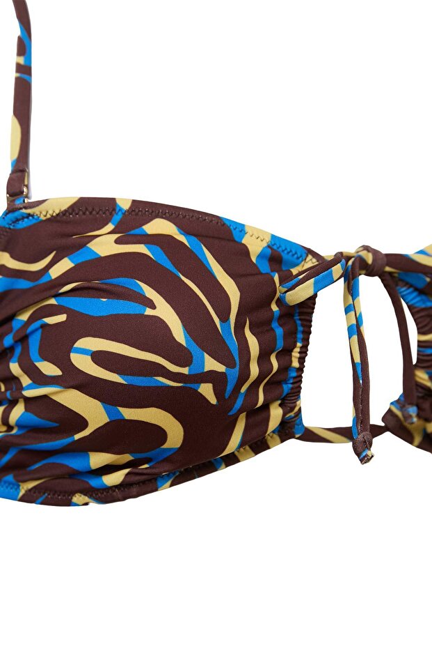 Zebra Desenli Straplez Kaplı Aksesuar Detaylı Düşük Bel Regular Bikini Takımı TBESS26BT00158 - 5