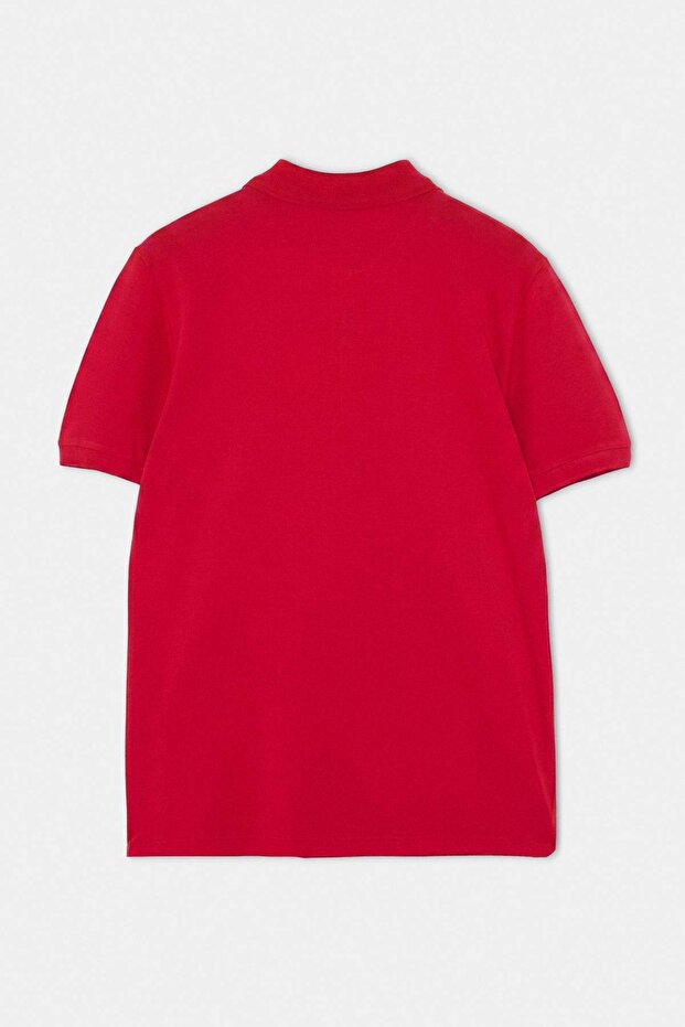 Kırmızı Regular/Normal Kesim At Nakış Polo Yaka T-shirt TMNSS25PO00017 - 7
