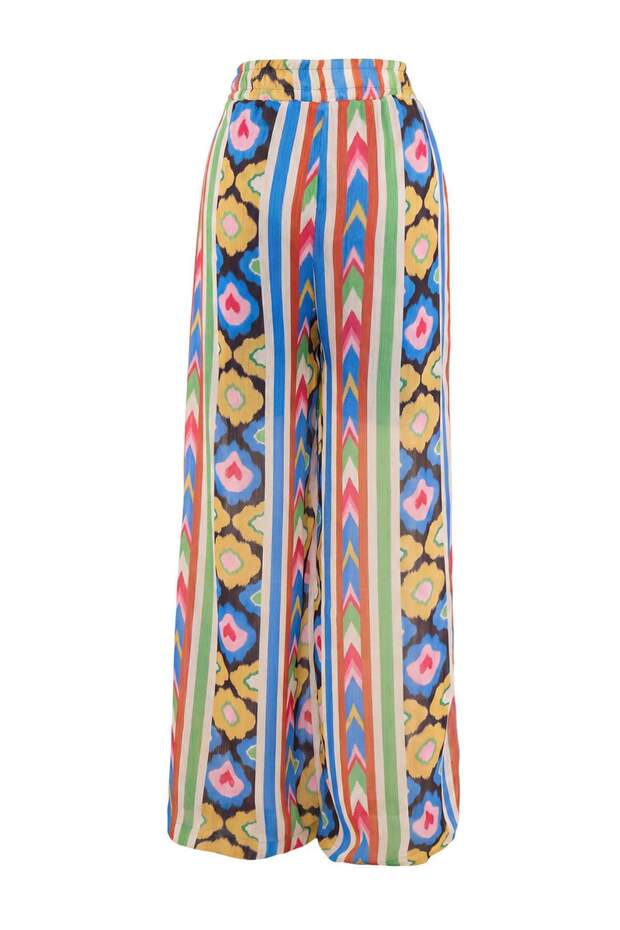 Geometrik Desenli Dokuma Plaj Pantolon TBESS26PL00022 - 3