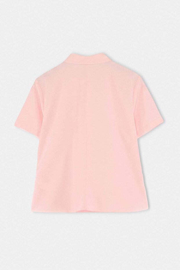 Pembe Bele Oturan Asimetrik Fitted Büyük Beden Gömlek TBBSS26AX00028 - 3