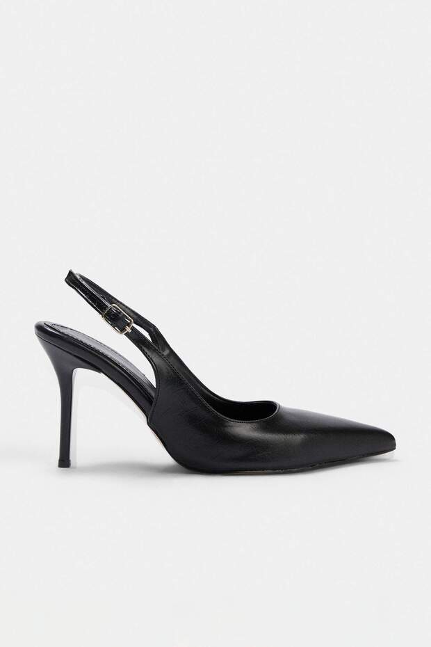 Siyah Premium Metalik 9 Cm Kadın Klasik Topuklu Ayakkabı TAKSS26TO00102