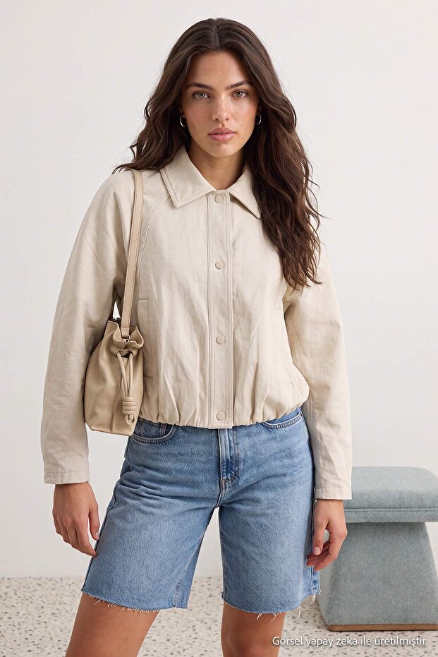 Stone Oversize Molded Soft Faux Leather Bomber Jacket Coat Twoaw27Mo00046
