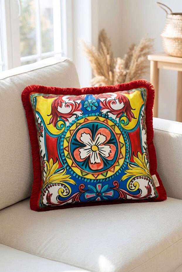 Red Tassel, Milano 6 Pattern Decorative 43X43Cm Square Throw Pillow Case