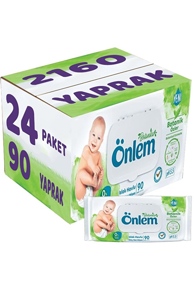 Wet Towel Wipes 90 Sheets with Botanika Extract (Set of 24) with Plastic Cover 2160 Sheets