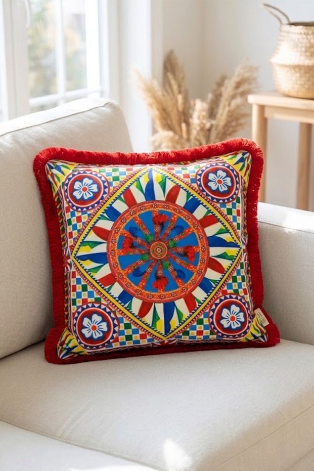 Red Tassel, Milano 5 Pattern Decorative 43X43Cm Square Throw Pillow Case