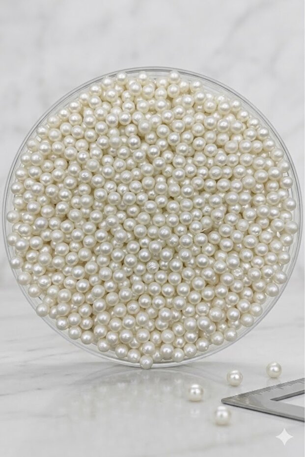 PASAMİA 6 Mm Beyaz Renk Deliksiz Çakma Inci 25 gr ( 175-180 Adet )